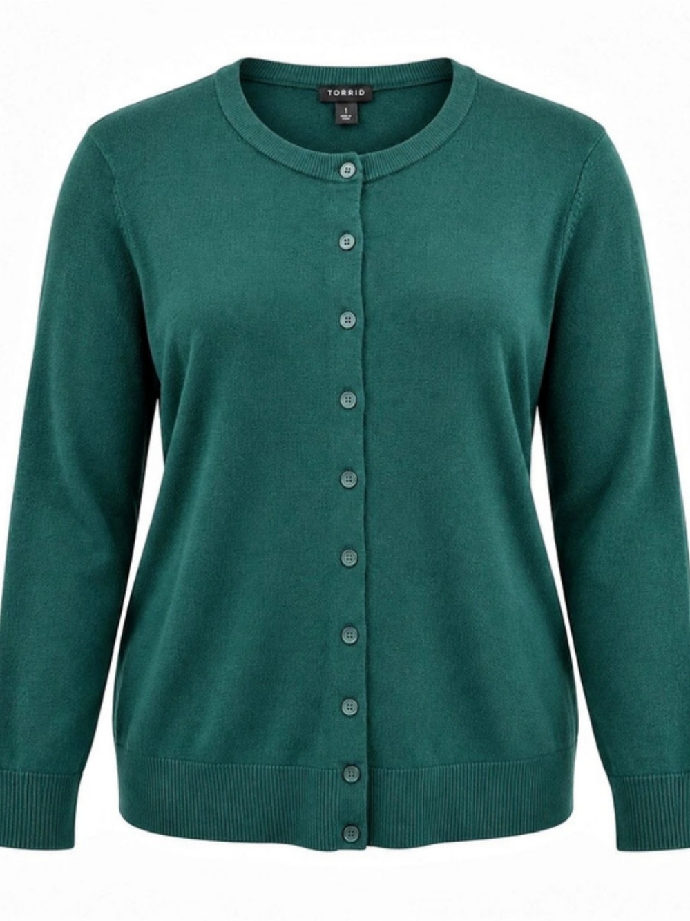 Torrid Green Button Front Crew Neck Cardigan Sweater Size 1